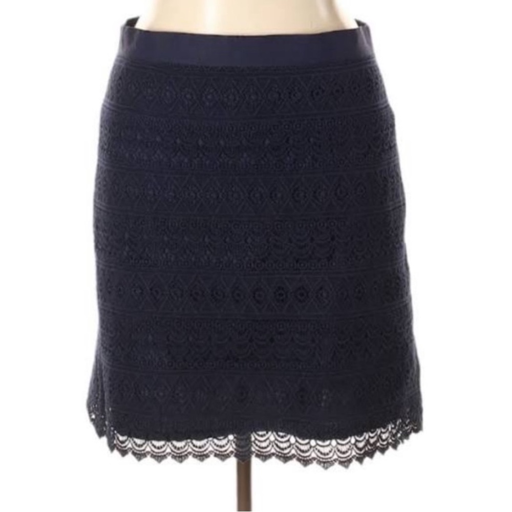 Loft Navy Crochet Overlay Skirt